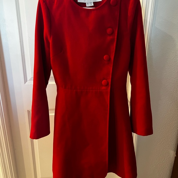 Kling Red Statement Flare Coat with Hot Air Balloon Lining Size Medium - Picture 5 of 8